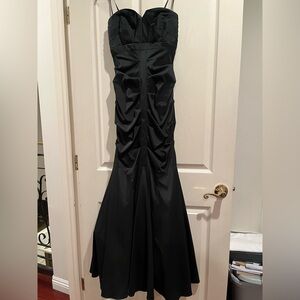 Xscape Strapless Black Ruched Mermaid Gown